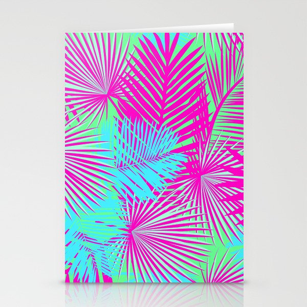 Neon Pink & Blue Tropical Print Stationery Cards