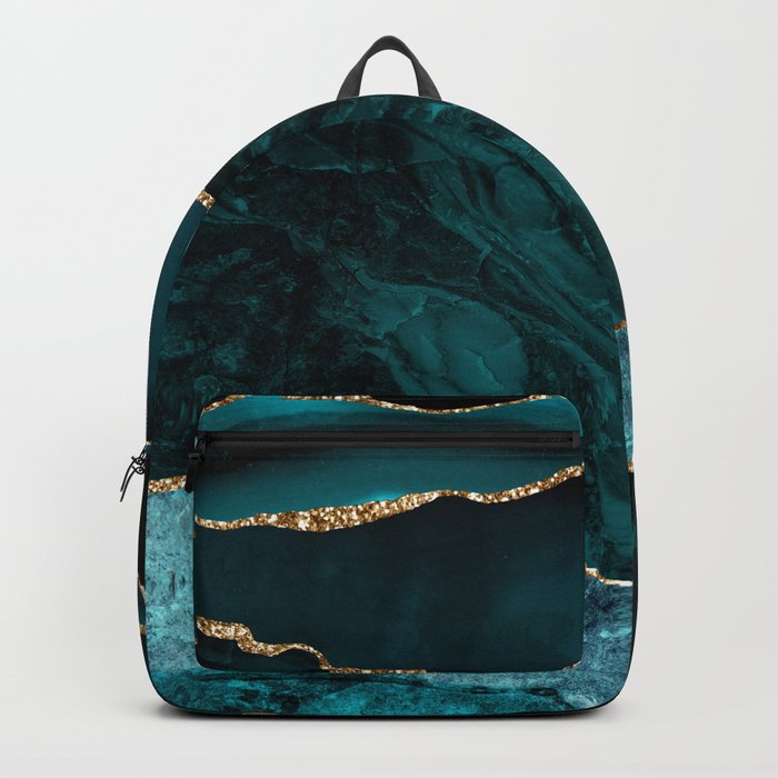 Teal & Gold Agate Texture 02 Backpack
