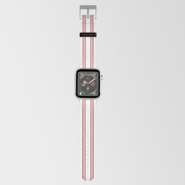 Wine Red and White Narrow Vintage Provincial French Chateau Ticking Stripe Apple Watch Band