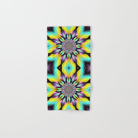 Fantasy sunflower with wavy rays and patterns Hand & Bath Towel