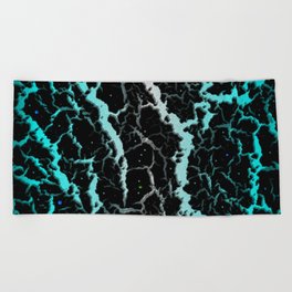 Cracked Space Lava - Cyan/White Beach Towel