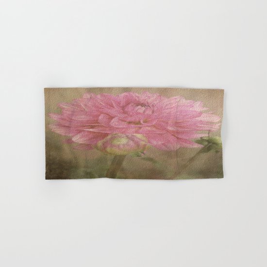 Soft Graceful Pink Painted Dahlia Hand & Bath Towel