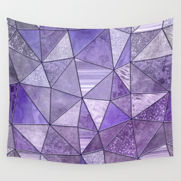 Purple Lilac Glamour Shiny Stained Glass Wall Tapestry