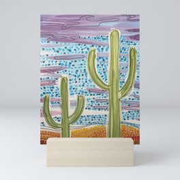 Saguaros and Stippled Sky Mini Art Print