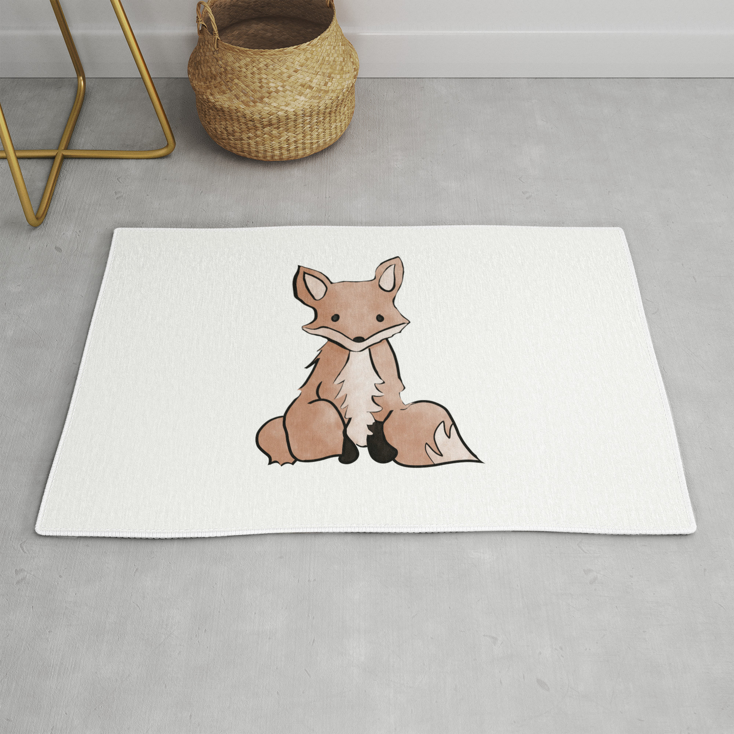 Cute Watercolor Fox Painting Rug By Raylie Society6