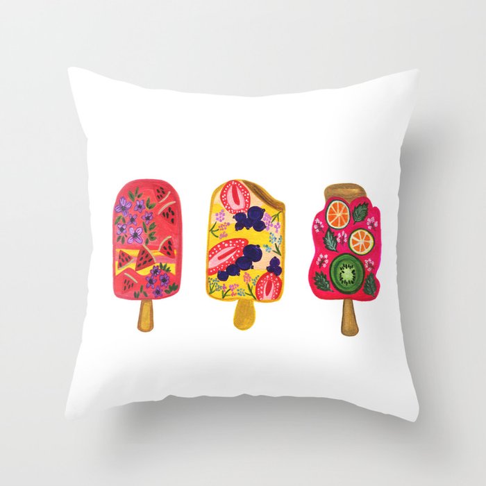 Fruity Popsicles Throw Pillow