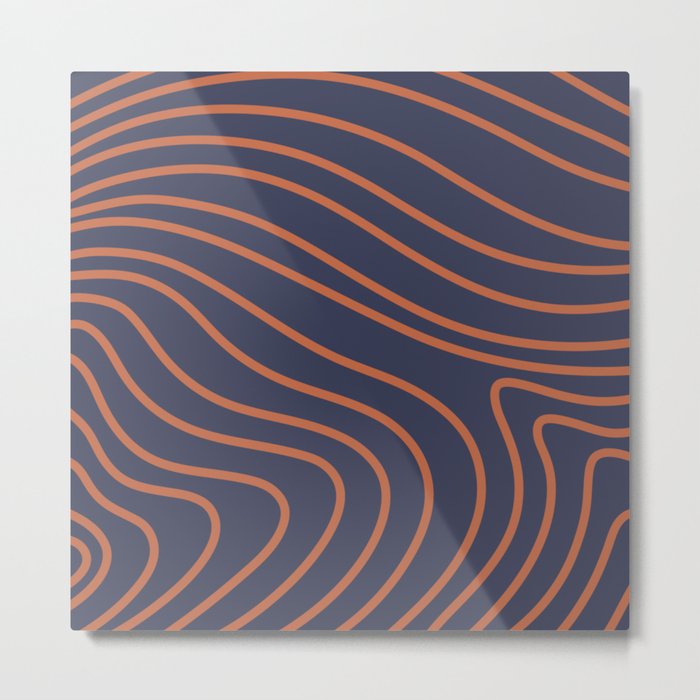 Orange curved stripes in retro style Metal Print