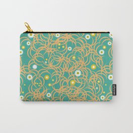 A seamless pattern of monotonous elements arranged chaotically and small flowers. Vintage Illustration Carry-All Pouch
