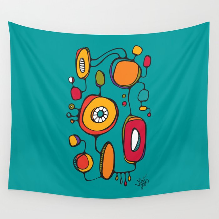 Scribbles 01 in Color Wall Tapestry