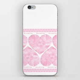 Heartbeat Pink Watercolor Hearts Border iPhone Skin