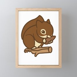 Hungry Squirrel Eating Seeds Graphic Novelty Shirt Framed Mini Art Print