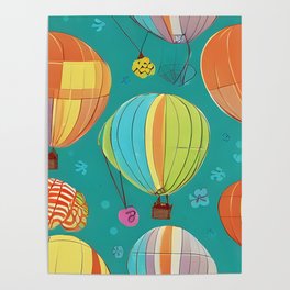 Shabby Retro Balloons Poster