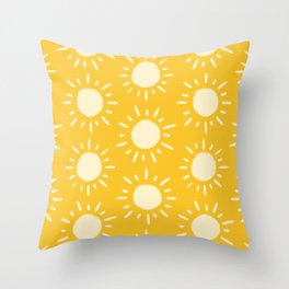 Retro Sun Pattern - Yellow Mustard Palette Throw Pillow