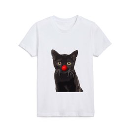 Black Cat Red Clown nose Kids T Shirt