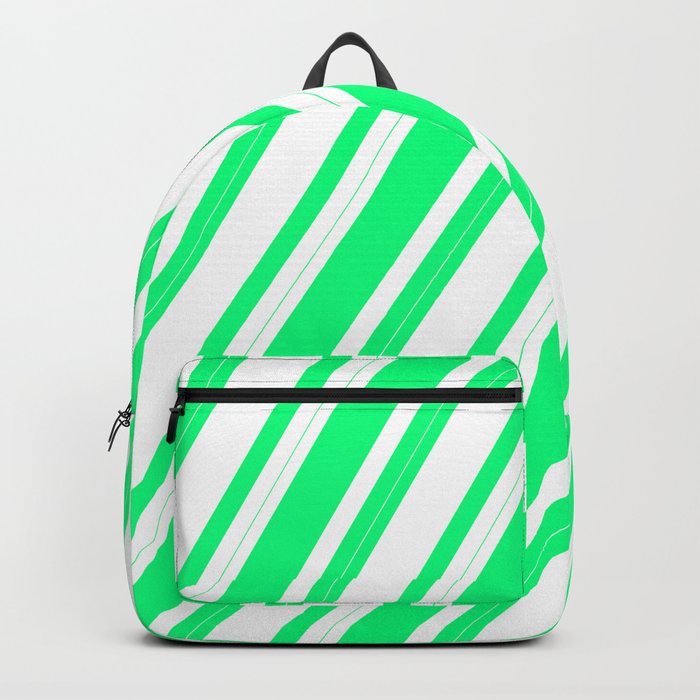 Green & White Colored Lines Pattern Backpack