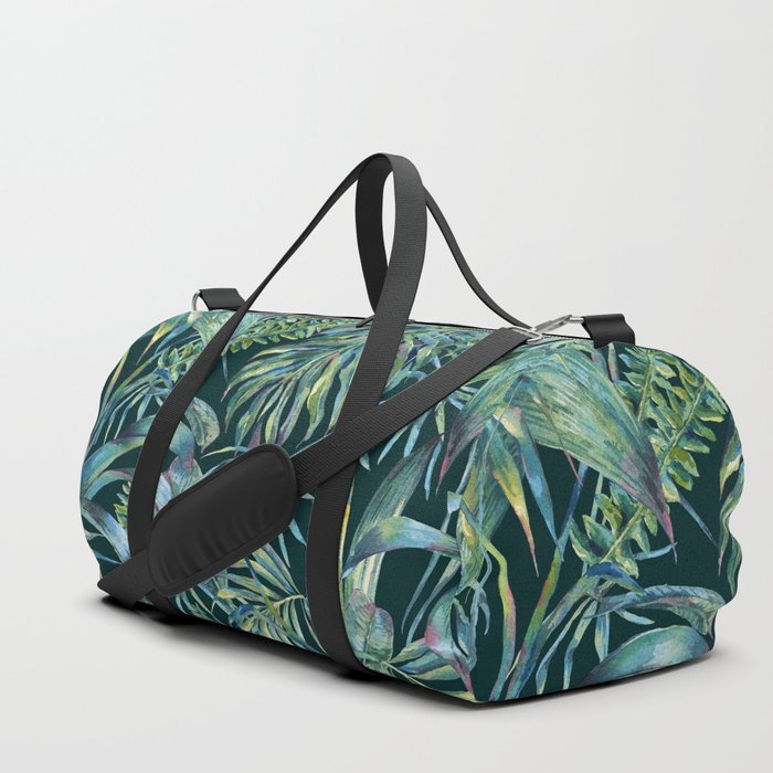 Watercolor green tropical leaves Duffle Bag