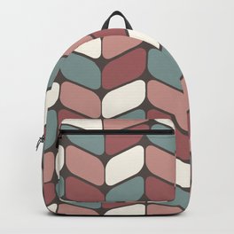 Vintage Diagonal Rectangles Brown Pink White Backpack