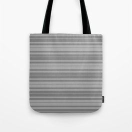 [ Thumbnail: Dark Gray and Grey Colored Lined/Striped Pattern Tote Bag ]