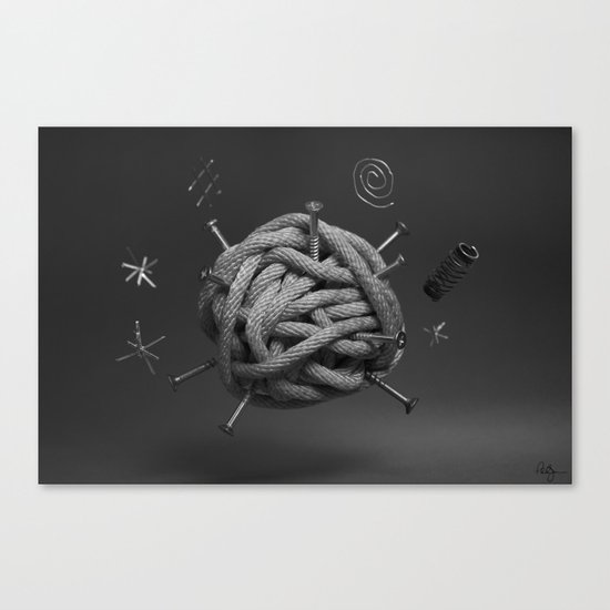Toolbox Cartoon Fight Canvas Print