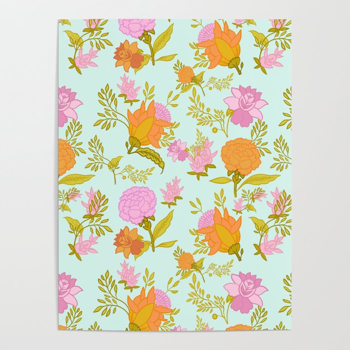 Abuela’s Sheets no 4 - pink and mint Poster