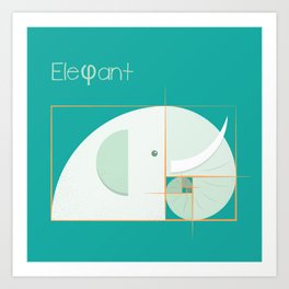 Golden ratio elephant Art Print