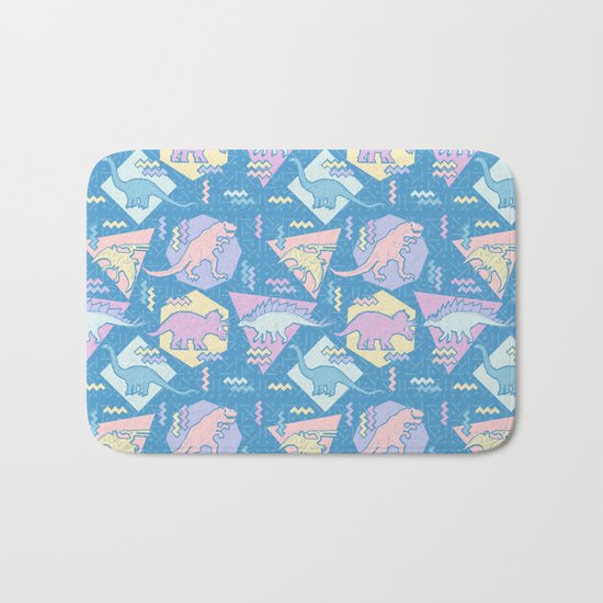 Nineties Dinosaurs Pattern - Pastel version Bath Mat
