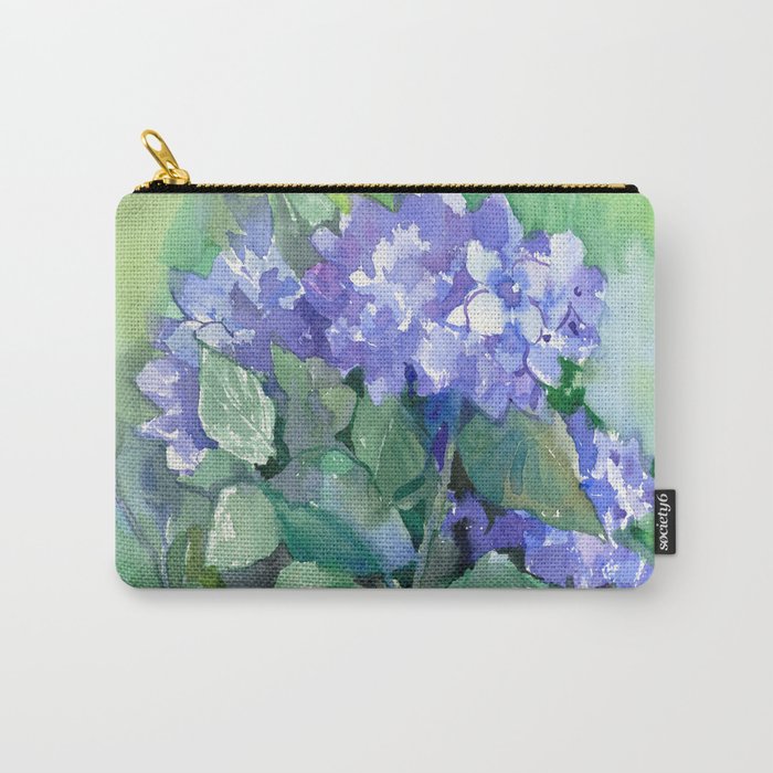 Hydrangea, Sky Blue Flowers, Royal Blue Wall art Carry-All Pouch