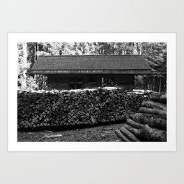 Woodcutter's hut, black and white photography Art Print | Nature, Black and White, Photo, Vintage 