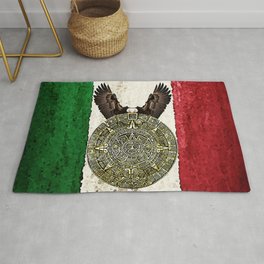 MEXICAN EAGLE AZTEC CALENDAR FLAG Rug