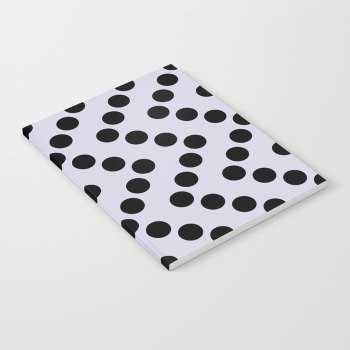 Black Retro Geometric Polka Dots Zigzag on Pastel Lilac Purple Notebook