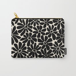 Black and White Retro Floral Art Print  Carry-All Pouch