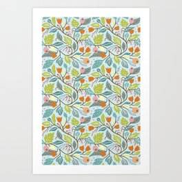 Colorful plants pattern 01 Art Print