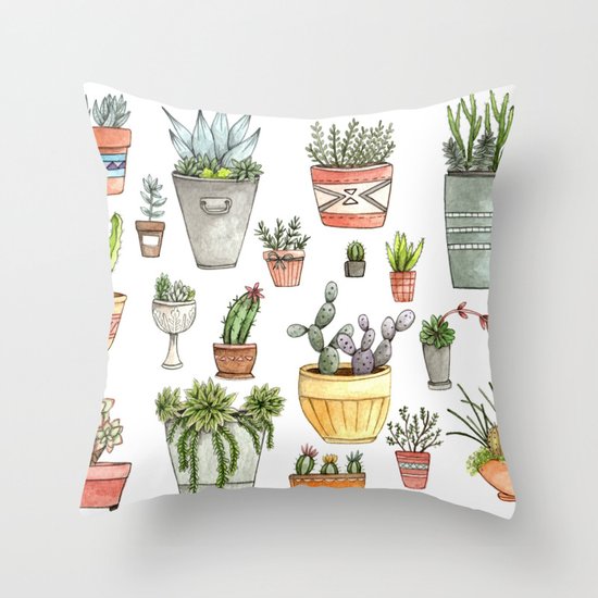 Potted Succulents Throw Pillow