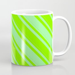 [ Thumbnail: Chartreuse and Green Colored Lines/Stripes Pattern Coffee Mug ]
