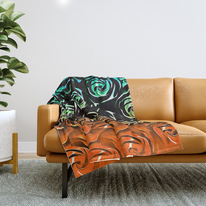Green orange throw blanket top