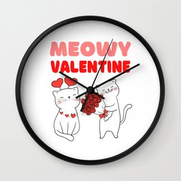 Meowy Valentine Wall Clock