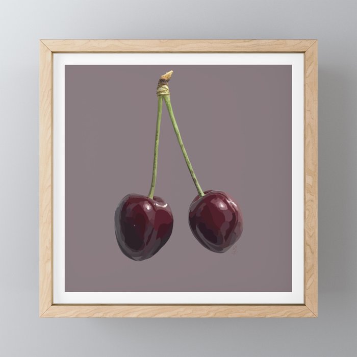 Dark cherries Framed Mini Art Print