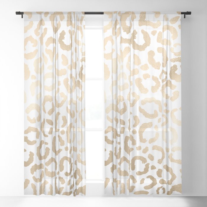 Elegant Gold White Leopard Cheetah Animal Print Sheer Curtain by La Femme |  Society6