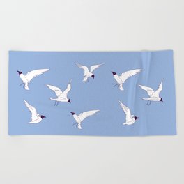 happy seagulls Beach Towel