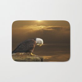 Gratitude - Bald Eagle At Prayer Bath Mat