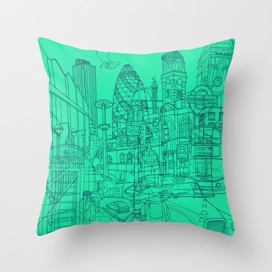 London! Mint Throw Pillow