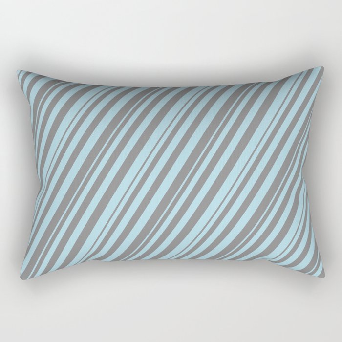 Grey & Light Blue Colored Lines Pattern Rectangular Pillow