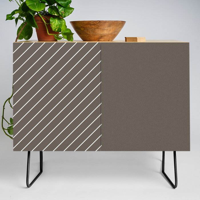 Elegant Thin Stripes and Paper Texture Noise Texture Brown White Credenza