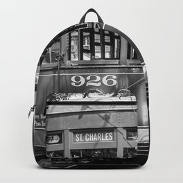 New Orleans Streetcar on a Rainy Day Backpack | Black And White, Neworleans, Streetcar, Rainyday, Neworleansdecor, Donnamarie, Photo 