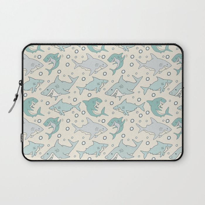Swimming with Sharks Cream Laptop Sleeve