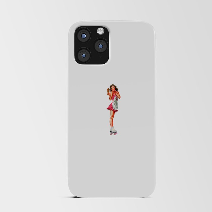 Sexy Brunette Pin Up With Icecream Skates And Maid Dress iPhone Card Case