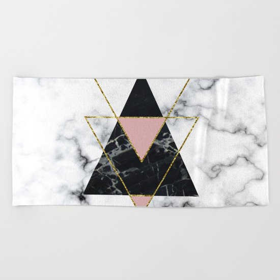 Geo glam marble Beach Towel