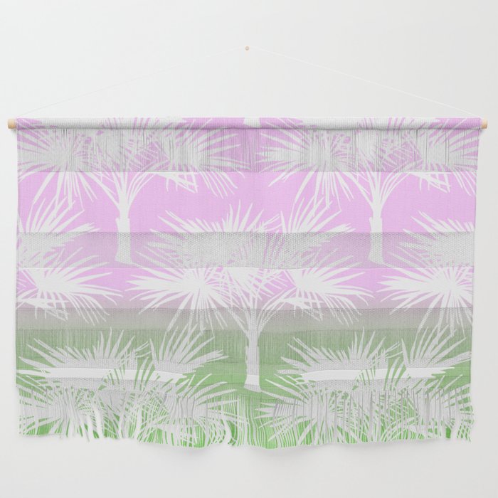 70’s Tie Dye Ombre Palm Trees Pink and Green Wall Hanging