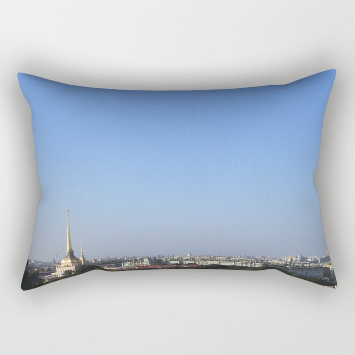 Clear sky cityscape. Admiralty building and winter palace. Rectangular Pillow