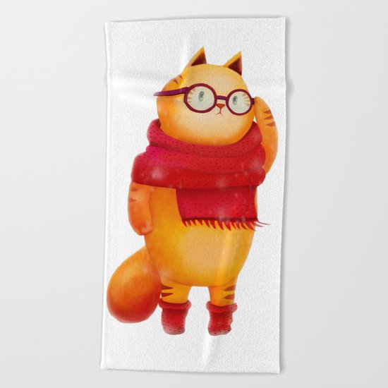Smart cat Beach Towel